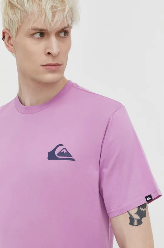 фиолетовой Хлопковая футболка Quiksilver Мужской