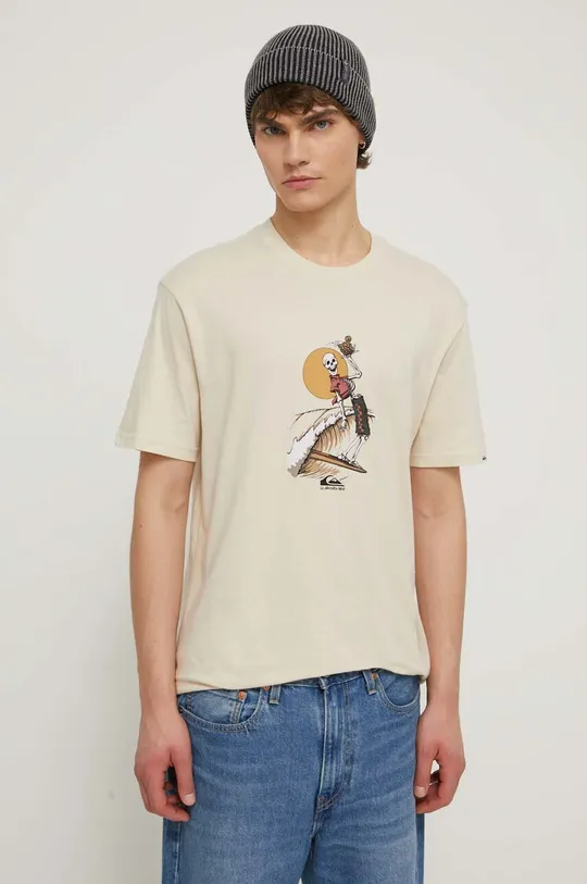 beżowy Quiksilver t-shirt bawełniany