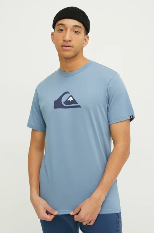 μπλε Βαμβακερό μπλουζάκι Quiksilver Ανδρικά