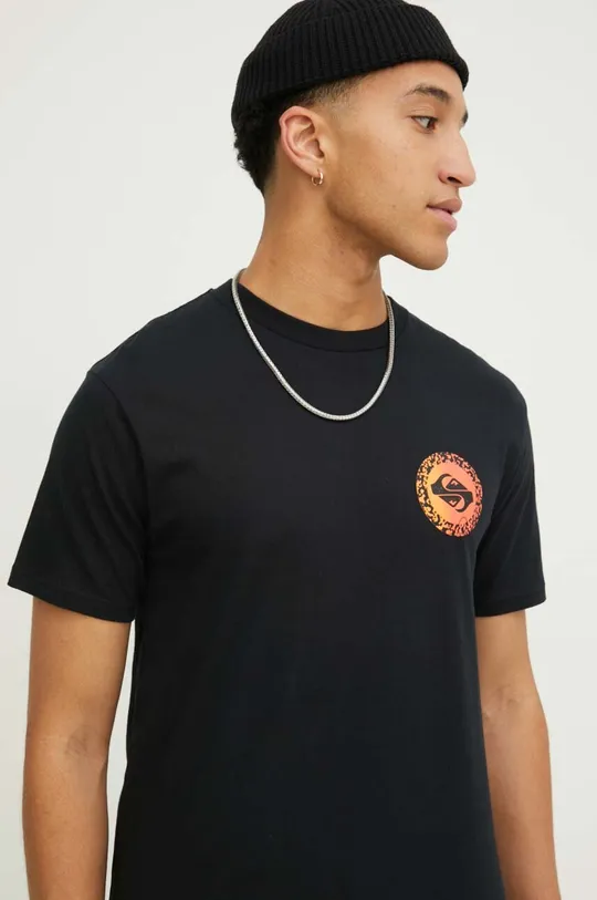 črna Bombažna kratka majica Quiksilver
