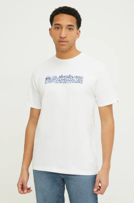 λευκό Βαμβακερό μπλουζάκι Quiksilver Ανδρικά