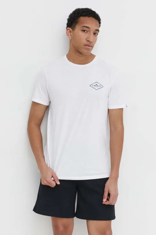 Βαμβακερό μπλουζάκι Quiksilver λευκό