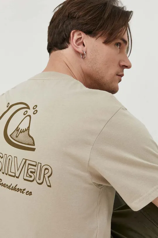 beżowy Quiksilver t-shirt bawełniany Męski