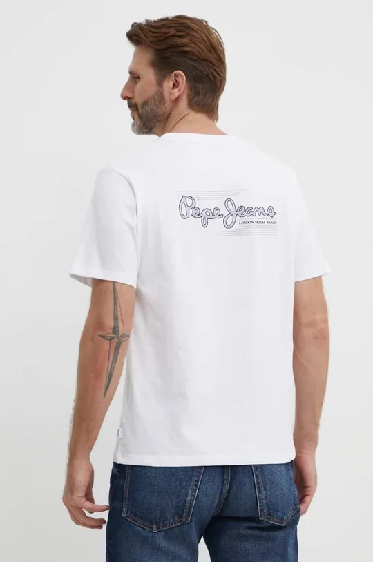 bela Bombažna kratka majica Pepe Jeans SINGLE CLIFORD
