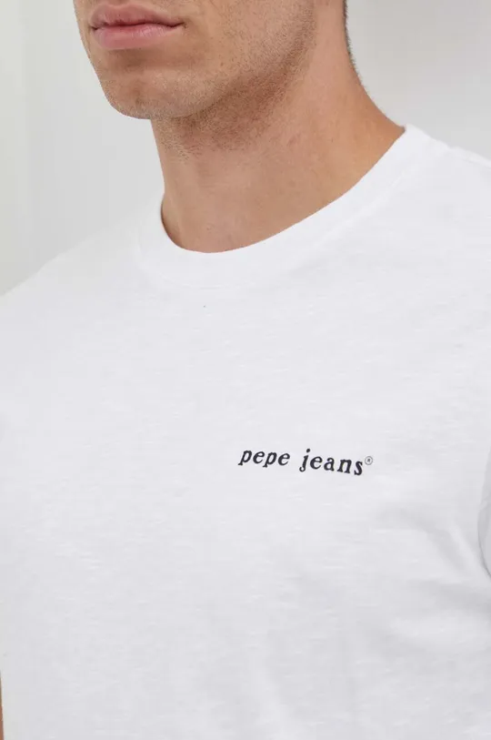 λευκό Βαμβακερό μπλουζάκι Pepe Jeans CLAUS
