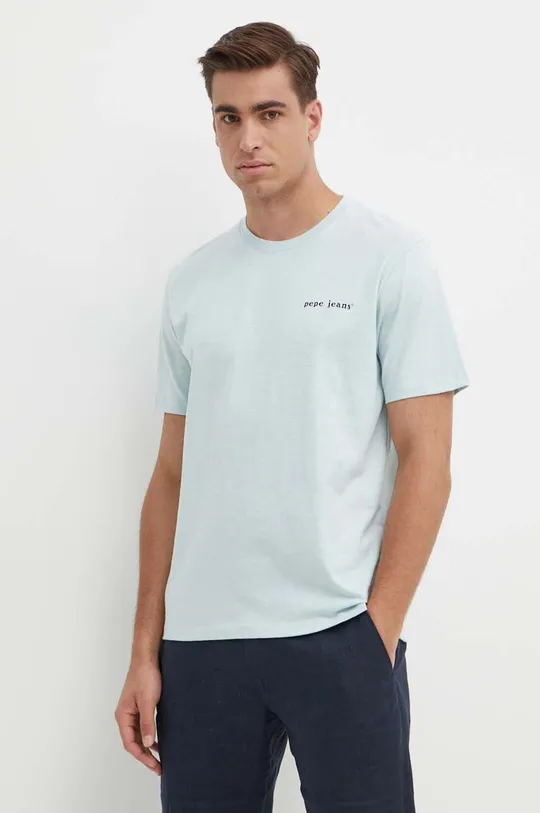 modra Bombažna kratka majica Pepe Jeans CLAUS Moški