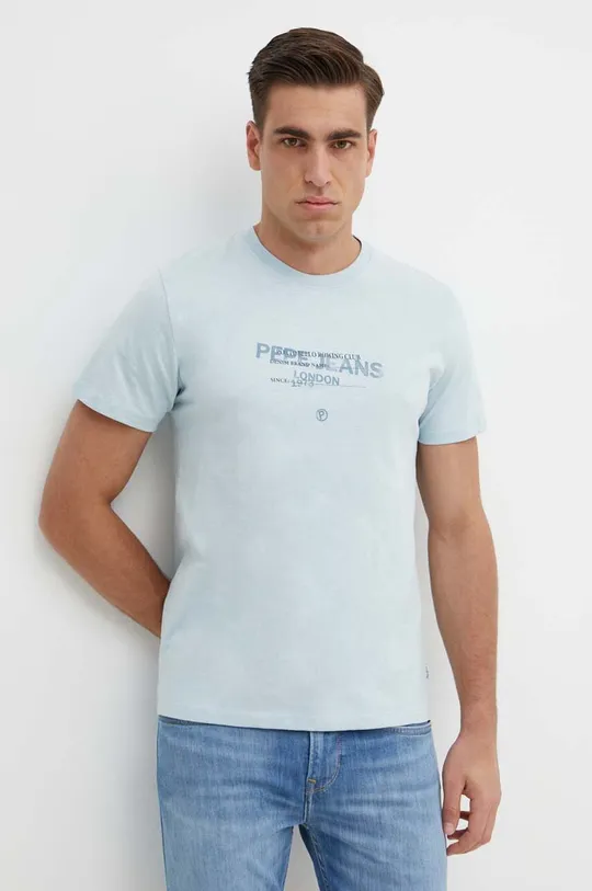 μπλε Βαμβακερό μπλουζάκι Pepe Jeans CINTHOM Ανδρικά