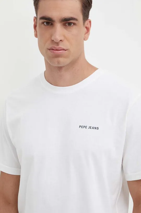λευκό Βαμβακερό μπλουζάκι Pepe Jeans CALLUM