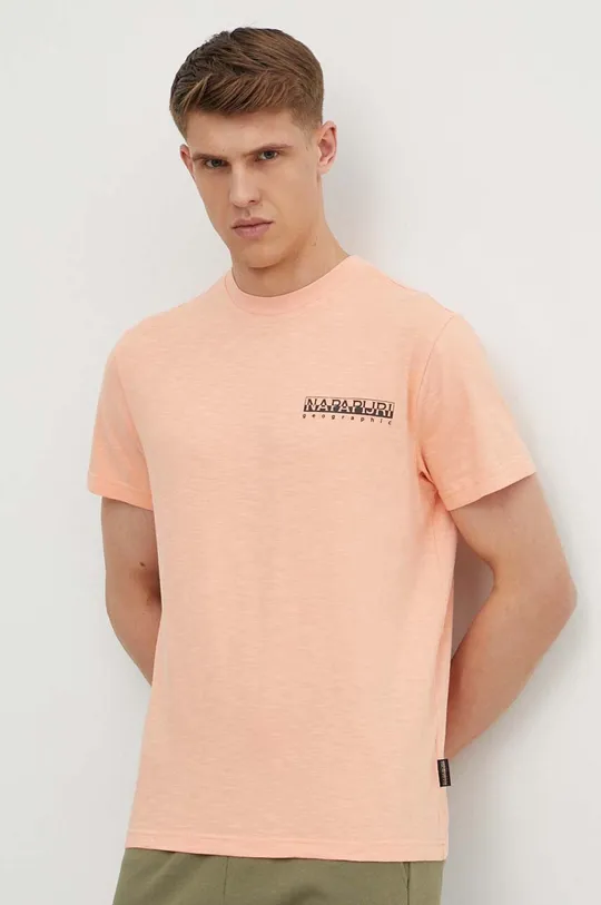 ροζ Βαμβακερό μπλουζάκι Napapijri S-Martre Ανδρικά
