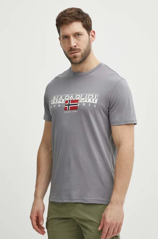 szary Napapijri t-shirt bawełniany S-Aylmer Męski