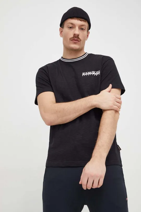 czarny Napapijri t-shirt bawełniany S-Grober Męski