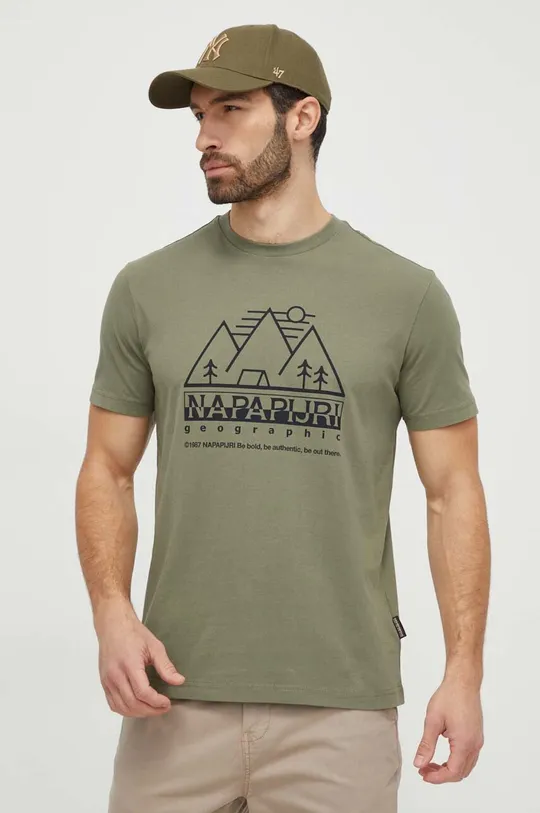 zielony Napapijri t-shirt bawełniany S-Faber Męski