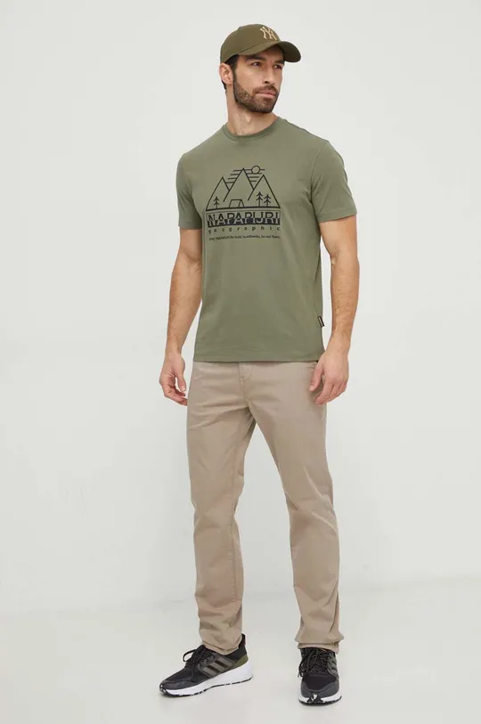 Napapijri t-shirt bawełniany S-Faber zielony