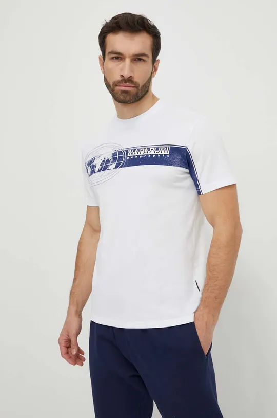 biały Napapijri t-shirt bawełniany S-Manta Męski