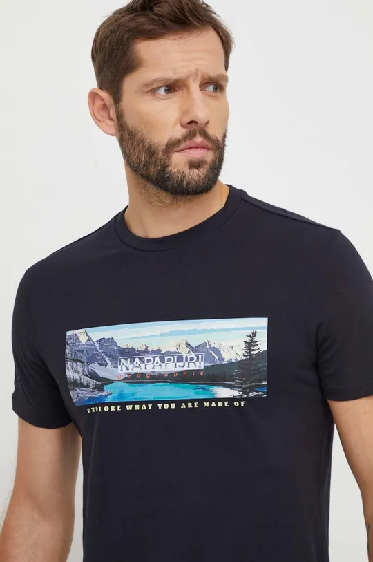 czarny Napapijri t-shirt bawełniany S-Canada