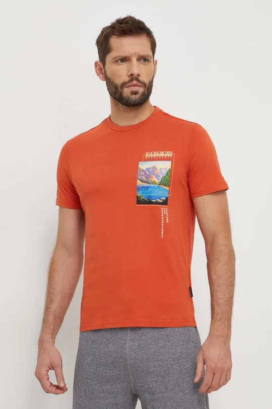 arancione Napapijri t-shirt in cotone Uomo