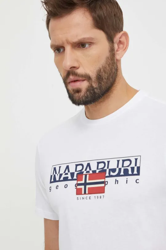 λευκό Βαμβακερό μπλουζάκι Napapijri S-Aylmer
