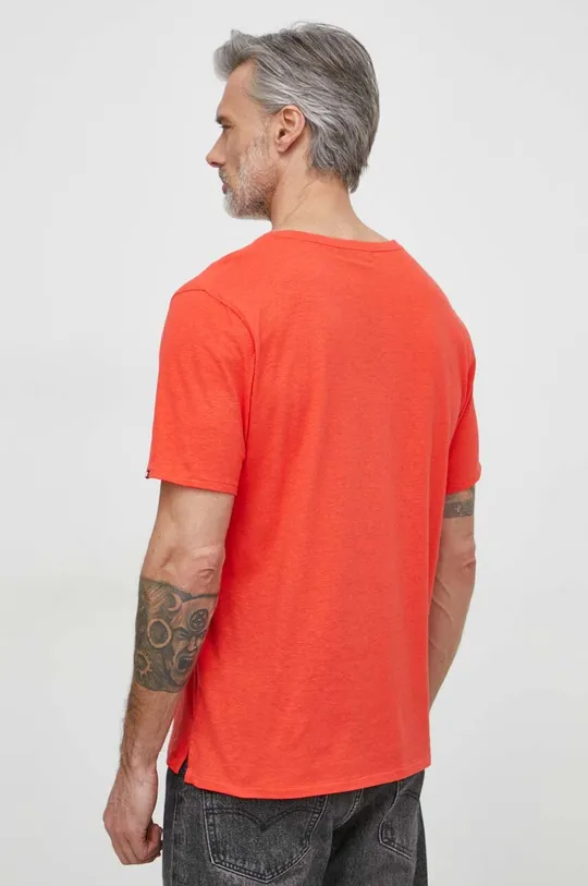 Kratka majica s primesjo lanu Tommy Hilfiger rdeča