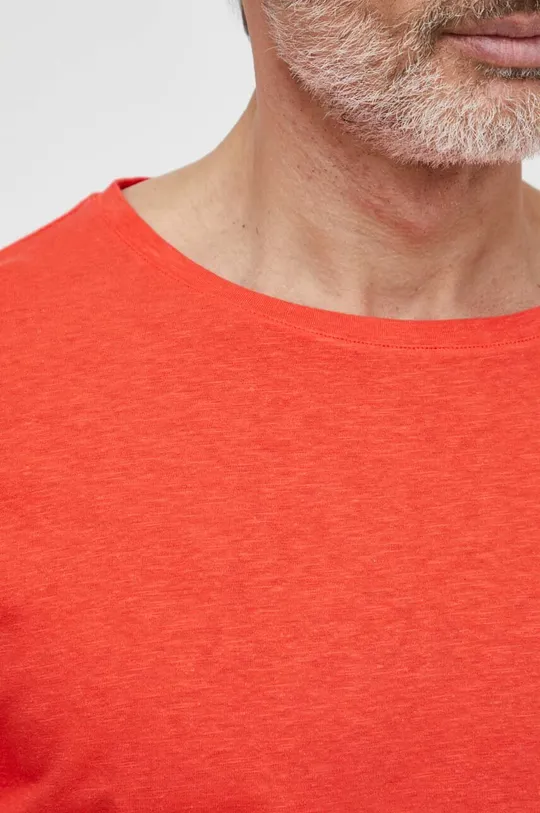czerwony Tommy Hilfiger t-shirt z domieszką lnu