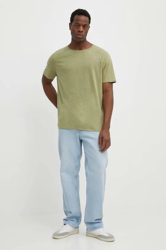 Tommy Hilfiger maglietta con aggiunta di lino verde