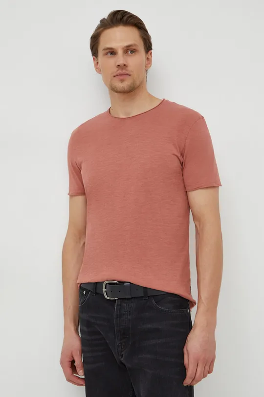 różowy Sisley t-shirt bawełniany Męski