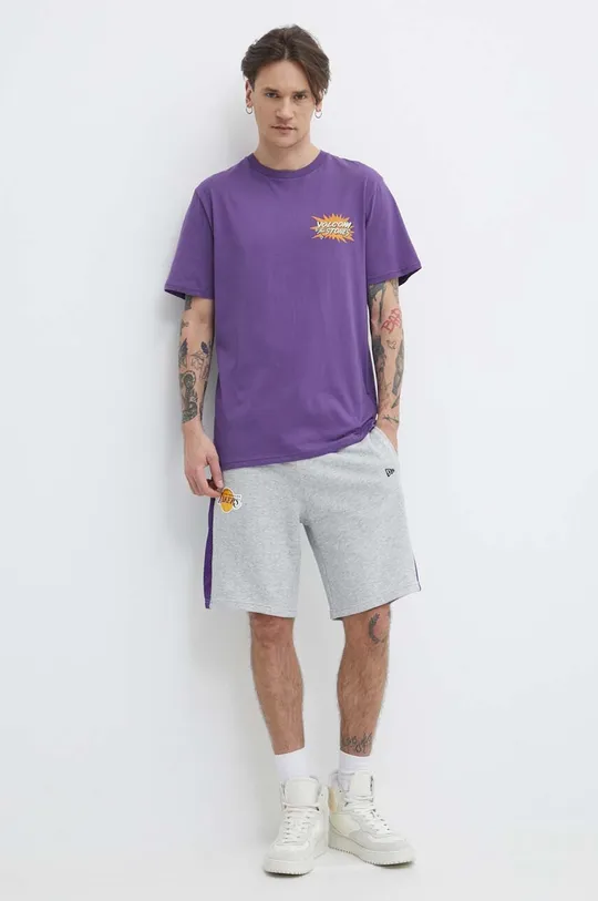 Хлопковая футболка Volcom фиолетовой