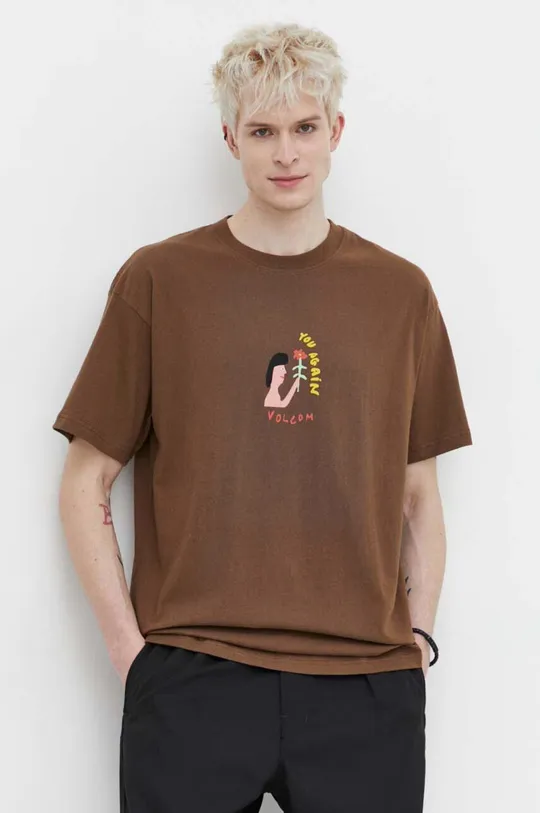 коричневый Хлопковая футболка Volcom x ARTHUR LONGO