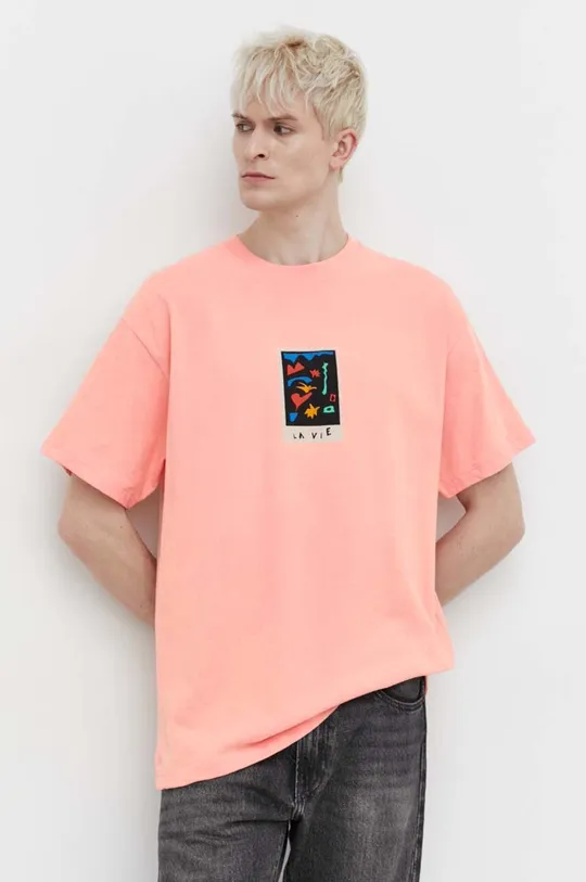 ροζ Βαμβακερό μπλουζάκι Volcom x ARTHUR LONGO Ανδρικά