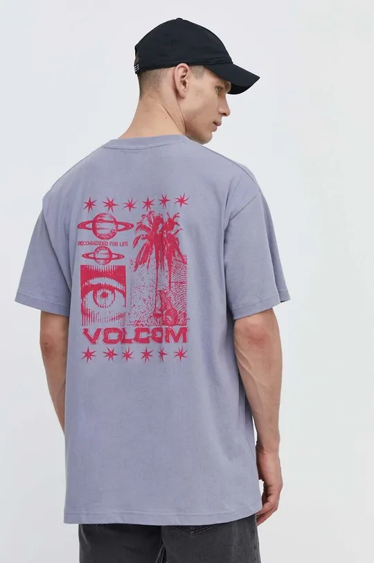 vijolična Bombažna kratka majica Volcom