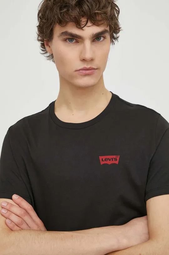μαύρο Βαμβακερό μπλουζάκι Levi's 2-pack Ανδρικά