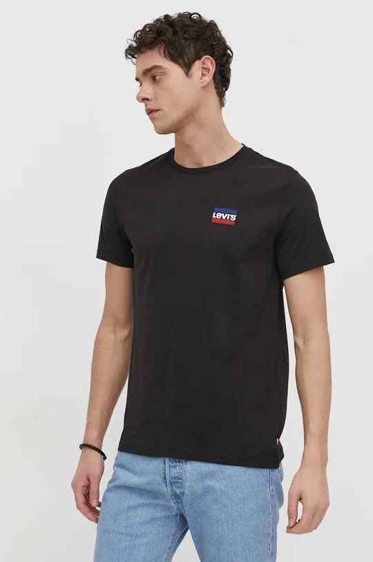 μαύρο Βαμβακερό μπλουζάκι Levi's 2-pack Ανδρικά