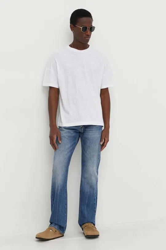 Bavlnené tričko American Vintage T-SHIRT ML COL ROND biela