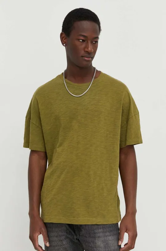 zelená Bavlnené tričko American Vintage T-SHIRT ML COL ROND Pánsky