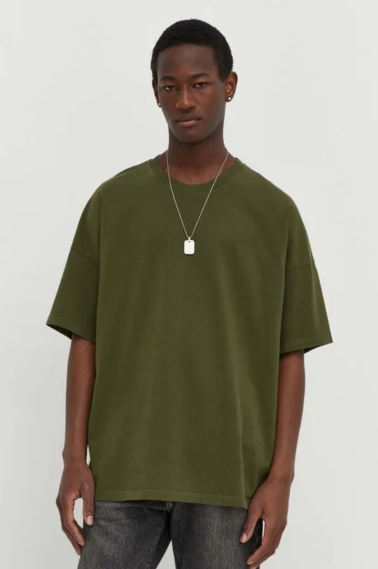 zelená Bavlnené tričko American Vintage T-SHIRT ML COL ROND Pánsky