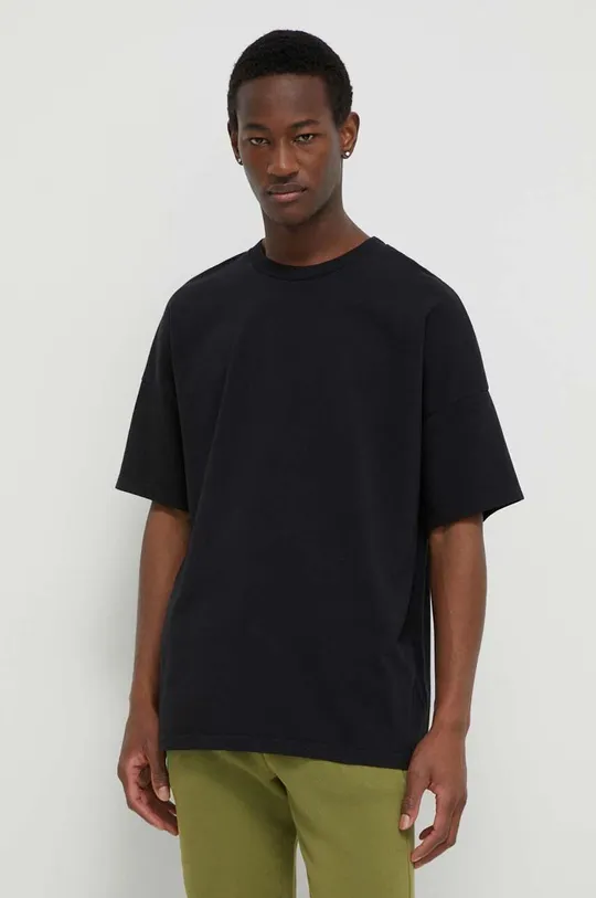čierna Bavlnené tričko American Vintage T-SHIRT ML COL ROND Pánsky