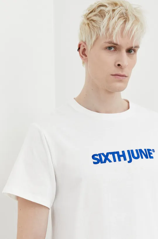 λευκό Βαμβακερό μπλουζάκι Sixth June