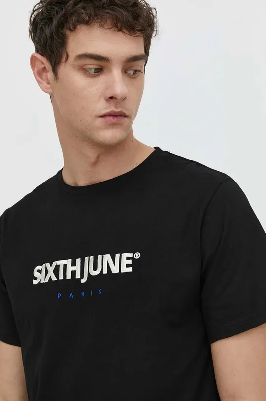 μαύρο Βαμβακερό μπλουζάκι Sixth June