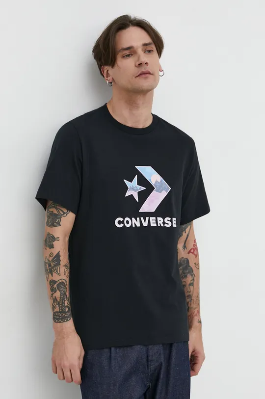 чёрный Хлопковая футболка Converse Мужской