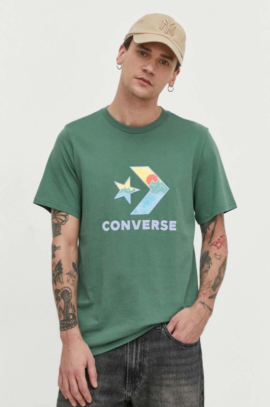 zielony Converse t-shirt bawełniany Męski