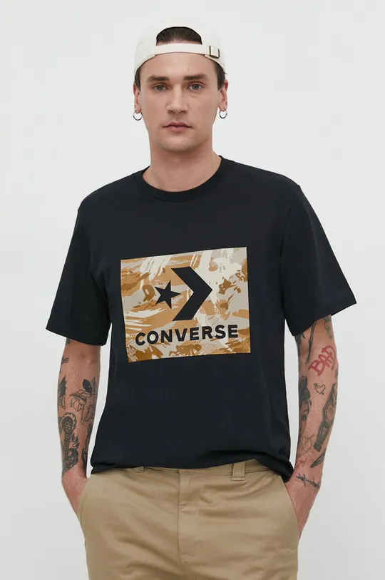 чёрный Хлопковая футболка Converse