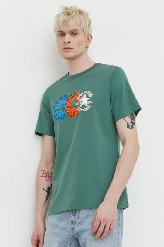 zelena Bombažna kratka majica Converse Moški