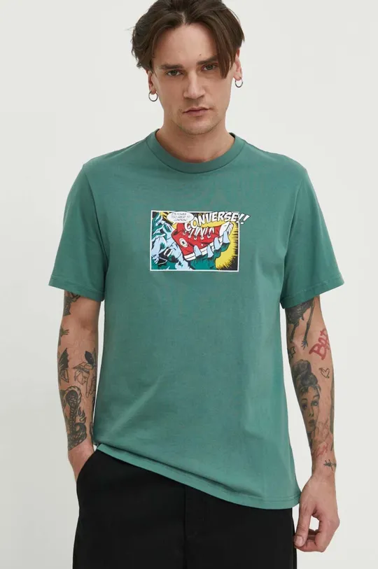 zelena Bombažna kratka majica Converse Moški