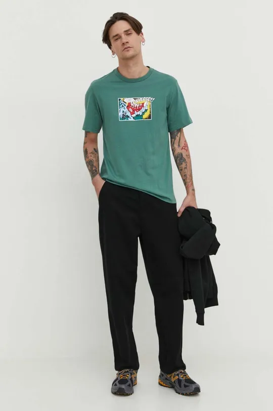 Βαμβακερό μπλουζάκι Converse πράσινο