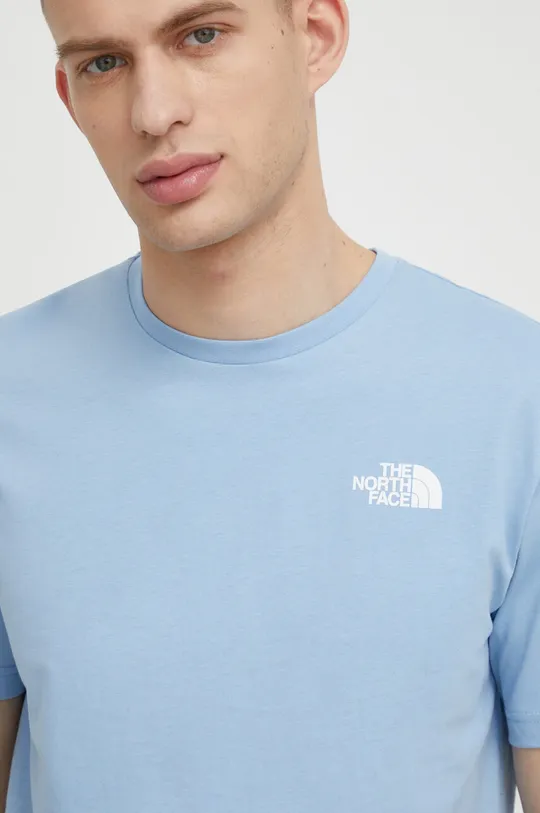μπλε Βαμβακερό μπλουζάκι The North Face Ανδρικά