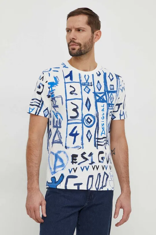 beżowy Desigual t-shirt bawełniany HARRY Męski