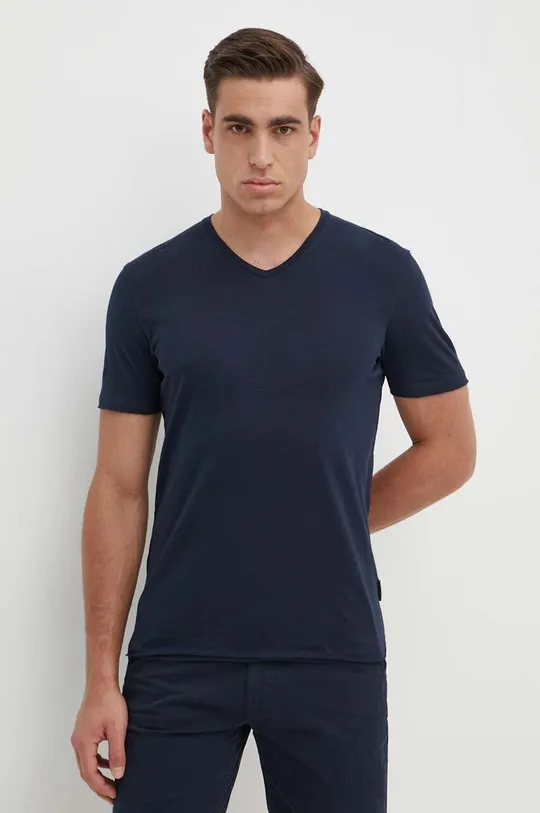 σκούρο μπλε Βαμβακερό μπλουζάκι Sisley Ανδρικά