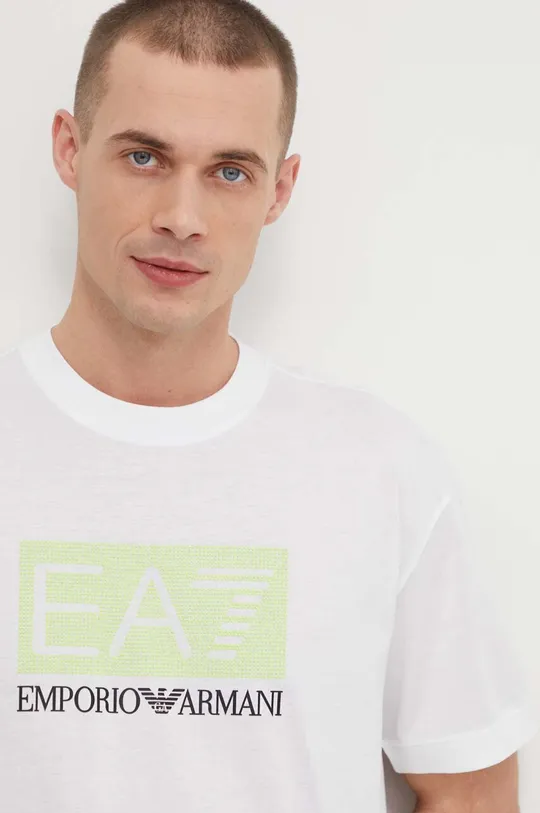 biały EA7 Emporio Armani t-shirt bawełniany