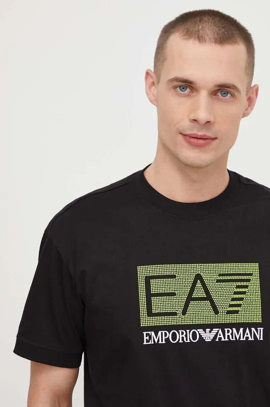 čierna Bavlnené tričko EA7 Emporio Armani