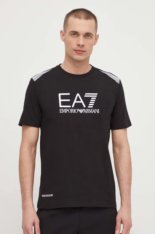 czarny EA7 Emporio Armani t-shirt Męski