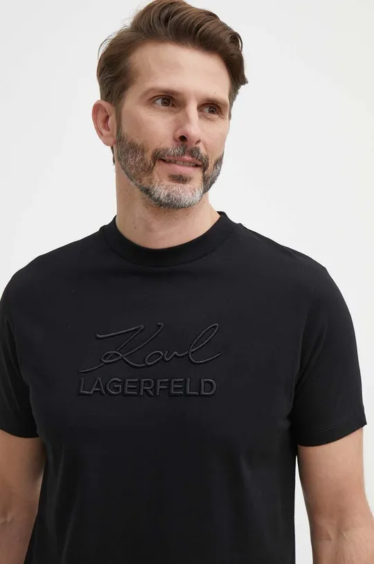 czarny Karl Lagerfeld t-shirt bawełniany Męski